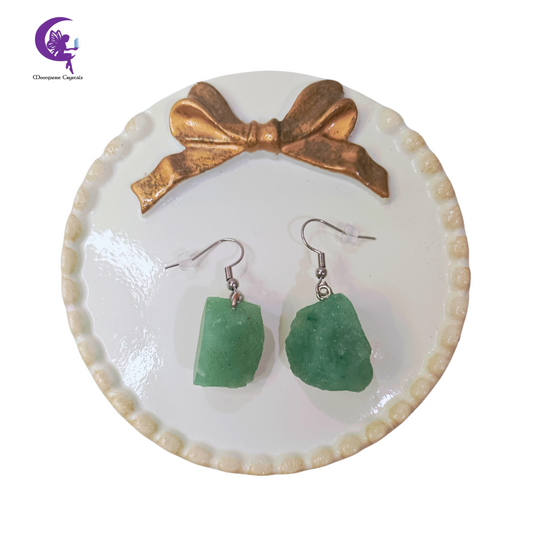 Raw Green Aventurine Dangle Earrings