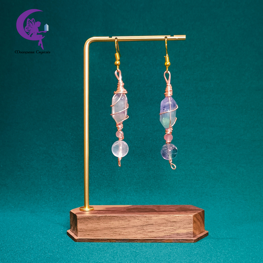 Northern Light Purple & Green Rainbow Fluorite Cascade Earrings