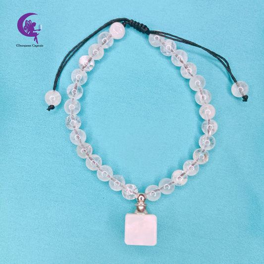 Clear Quartz Refillable Cube Gemstone Bracelet