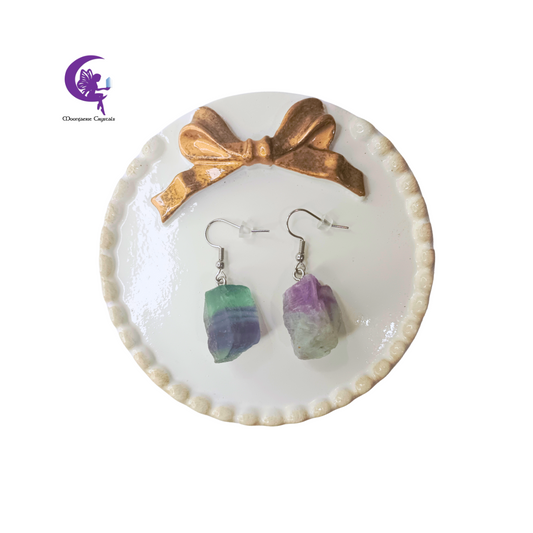 Raw Fluorite Dangle Earrings