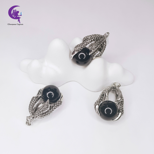 Falcon Grip Black Obsidian Pendant