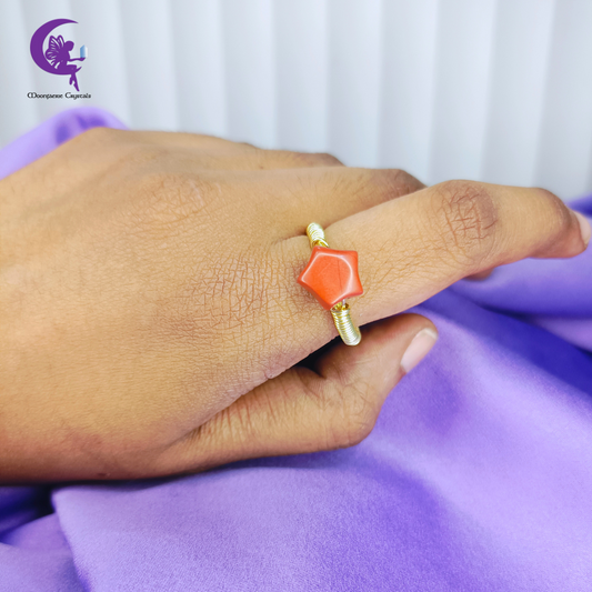 Red Jasper Star Ring