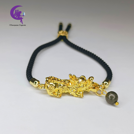 Pi Xiu Pyrite Adjustable Bolo Bracelet – Fire of Fortune, Strength & Strategic Thinking