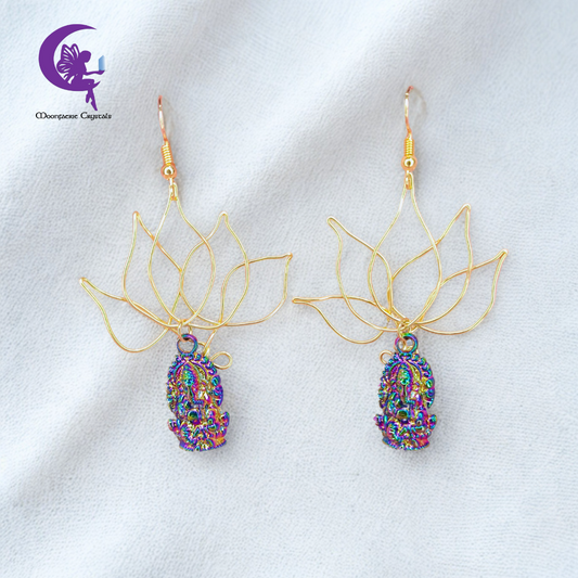 Sacred Ganesha Lotus Earrings