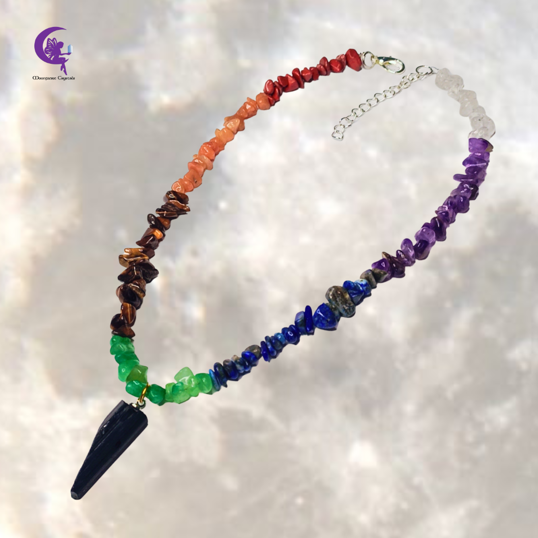 Black Tourmaline Rainbow Necklace