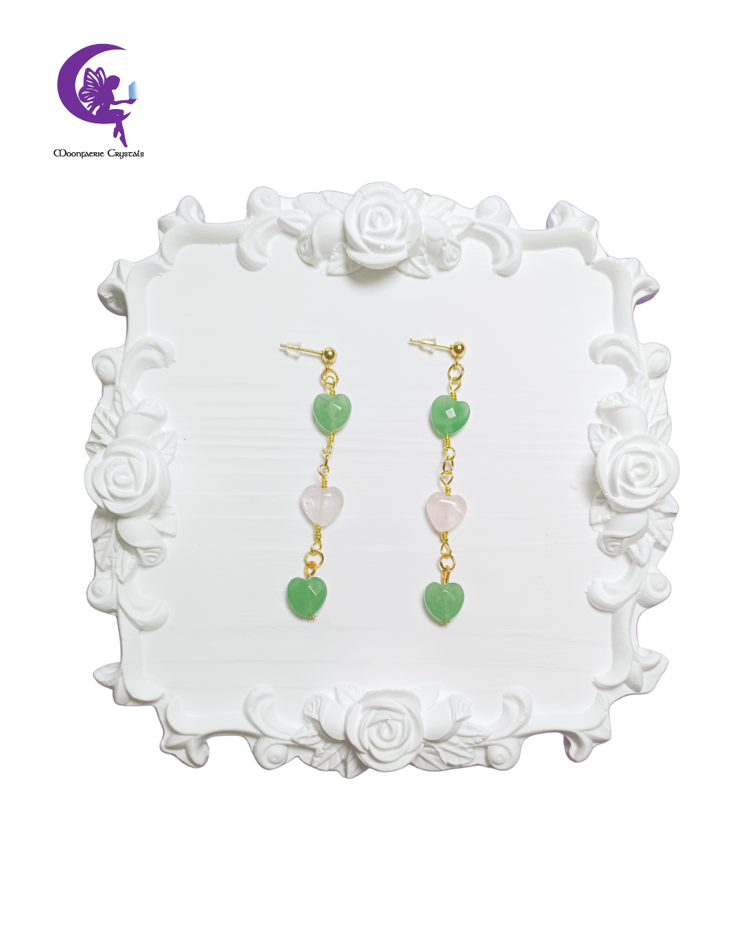 Heart Alignment Earrings - Rose Quartz & Green Aventurine