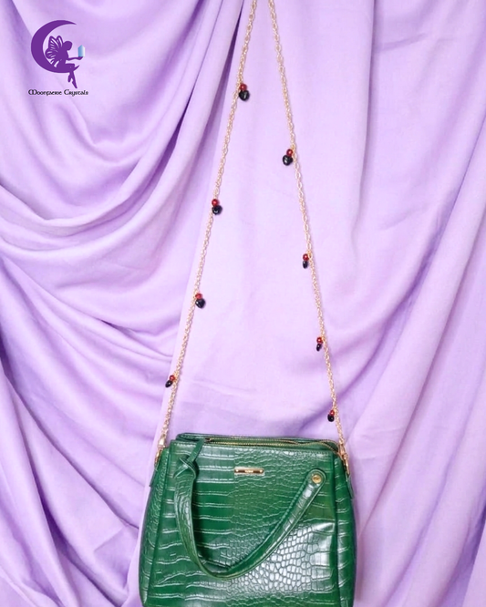 Club Heartbeat Handbag Charm Chain – Heart Black Obsidian & Carnelian The Ultimate Nightlife Accessory