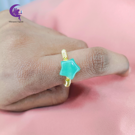 Green Aventurine Star Ring