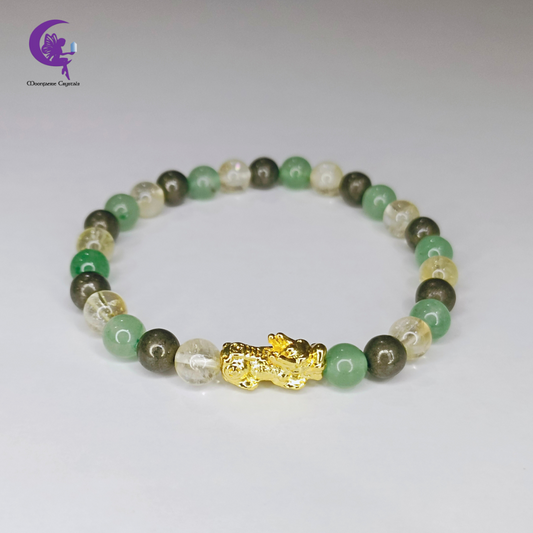 Pi Xiu Abundance Overflow – Green Aventurine, Citrine & Pyrite Bracelet