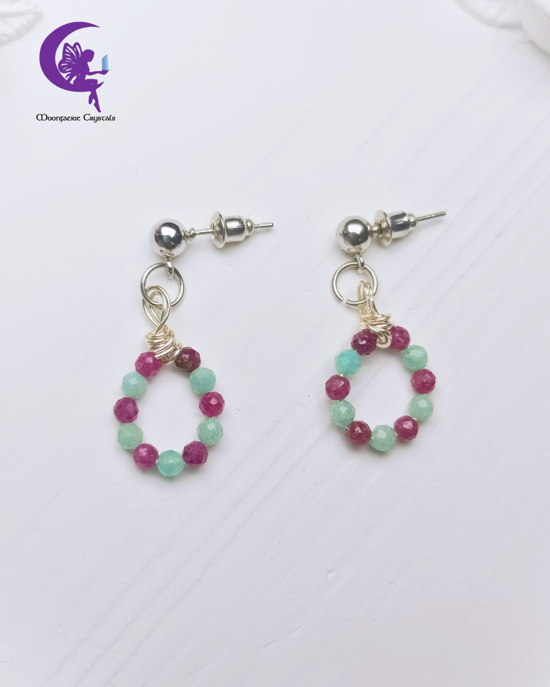 Mermaid’s Heart Earrings – Ruby x Amazonite