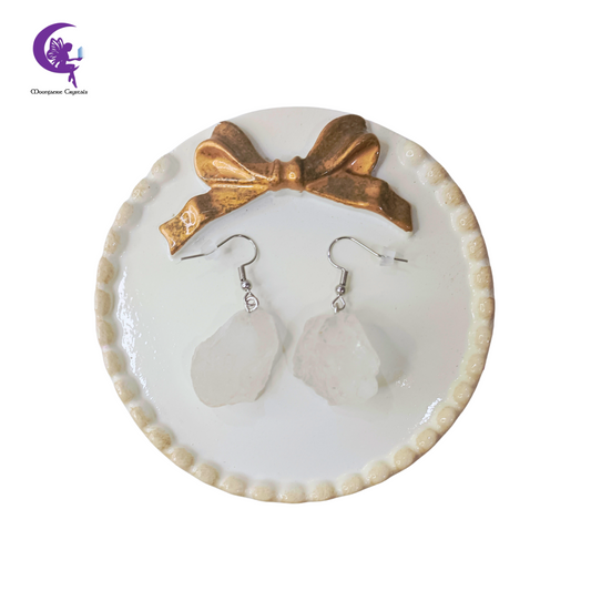 Raw Clear Quartz Dangle Earrings