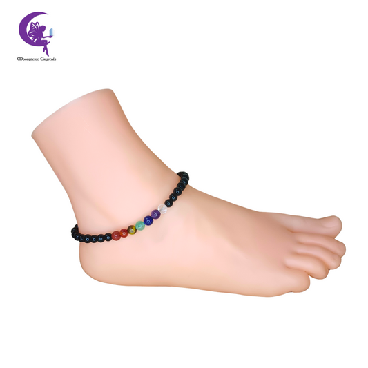 Black Obsidian + 7 Chakra Multi-Healing Anklet