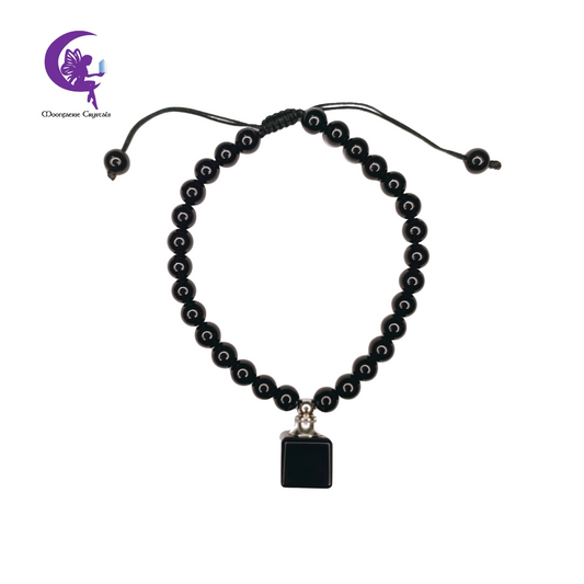 Black Obsidian Refillable Cube Gemstone Bracelet