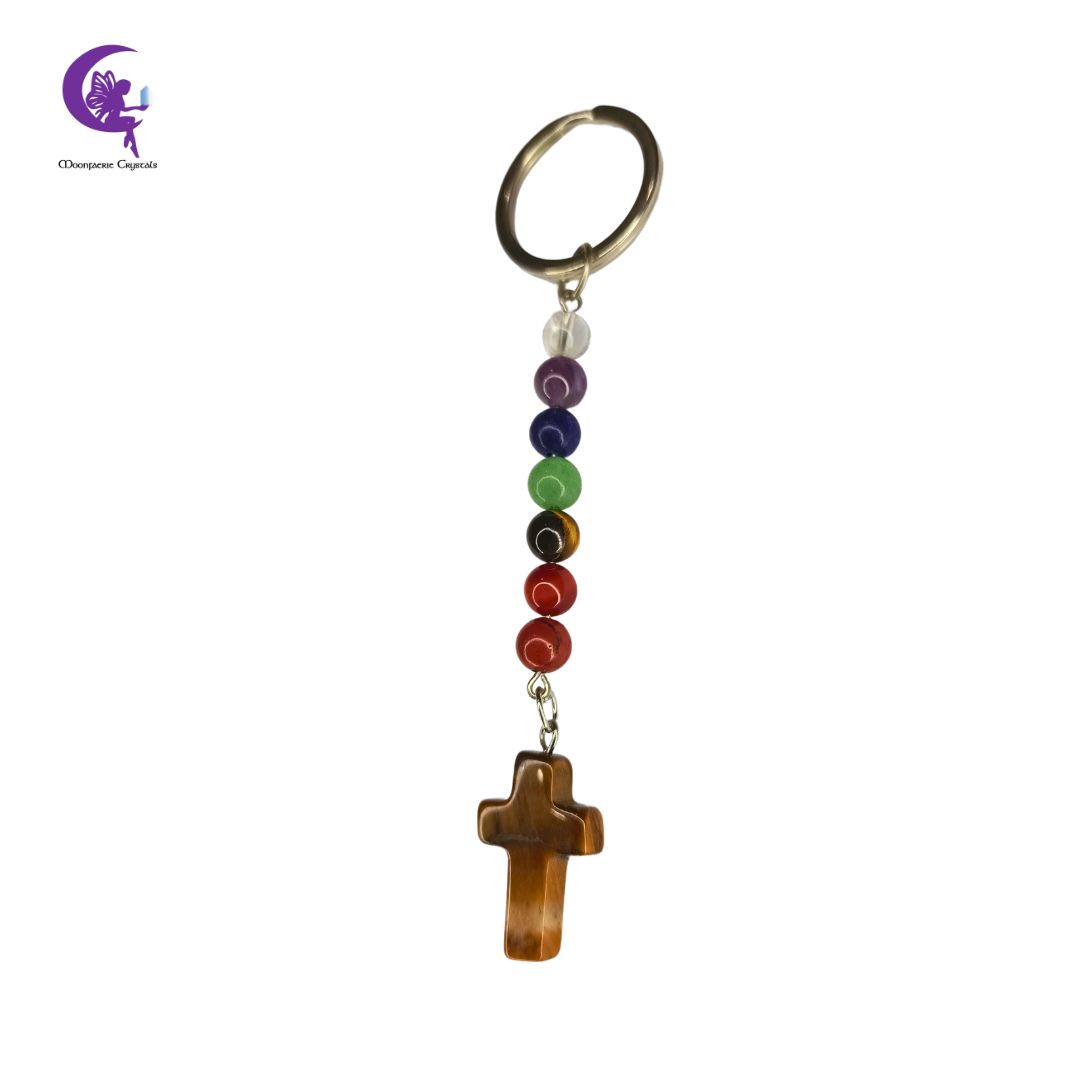 Majestic Tiger's Eye 7 Chakra Keyring