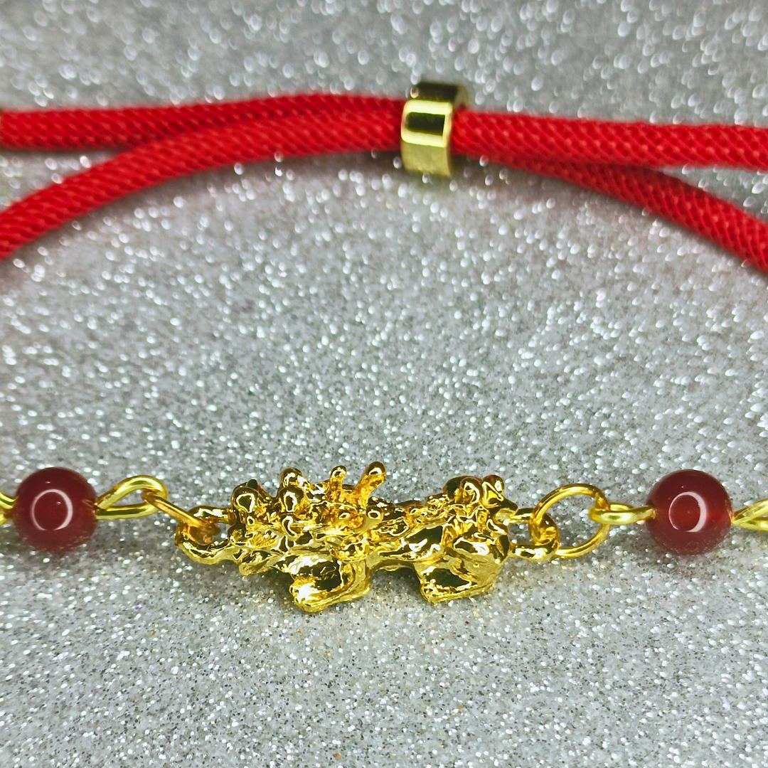 Sacred Thread of Abundance: Red - Pi Xiu Bracelet featuring Carnelian