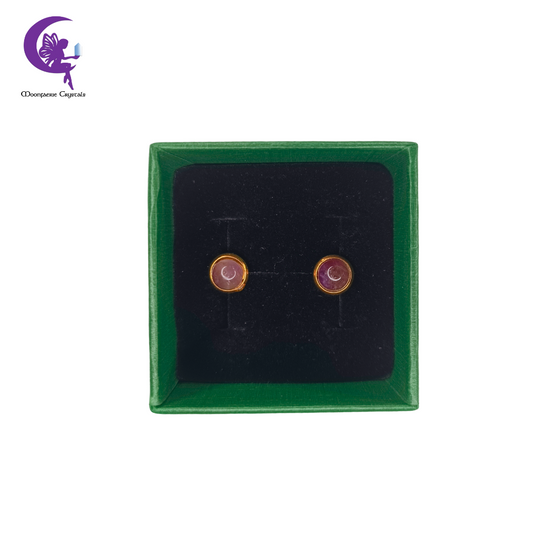 Golden Dawn Half Round Amethyst Stud Earrings