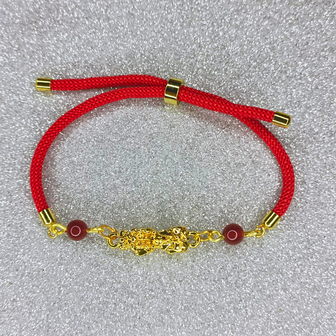 Sacred Thread of Abundance: Red - Pi Xiu Bracelet featuring Carnelian