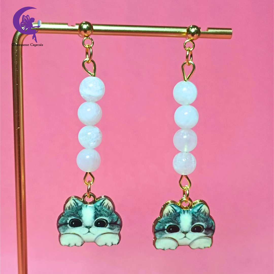 Meowgical Gemstone Dangling Earrings