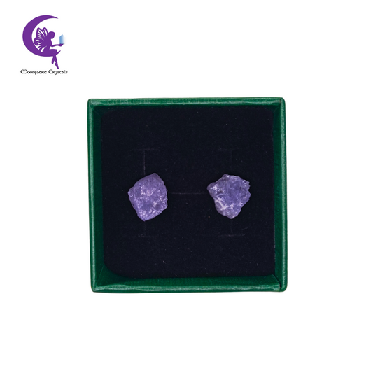 Raw Purple Fluorite Divine Glow Stud Earrings