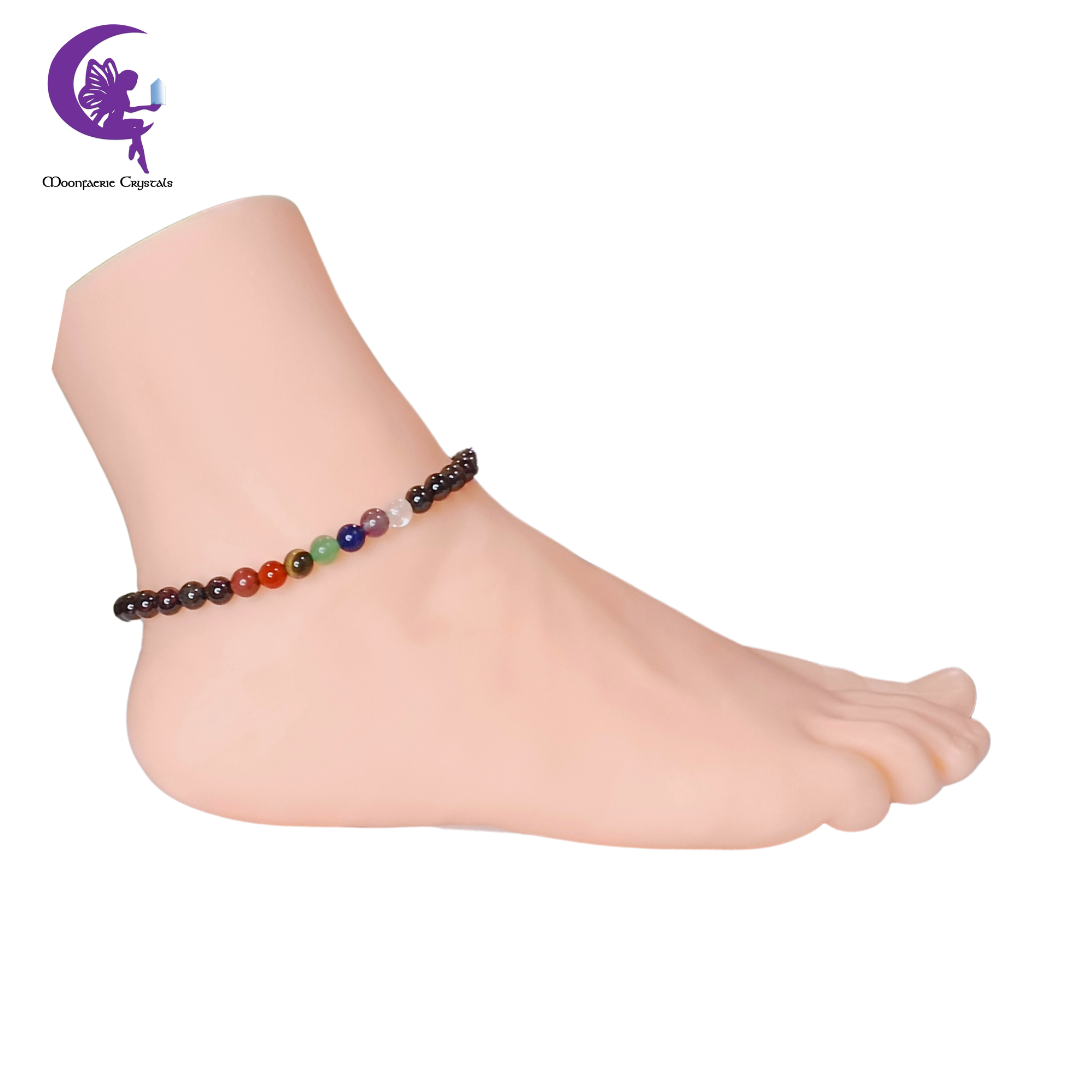 Garnet + 7 Chakra Multi-Healing Anklet