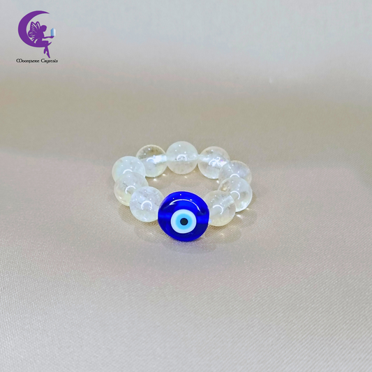 Evil Eye Citrine Beaded Ring – Manifestation, Wealth & Positivity