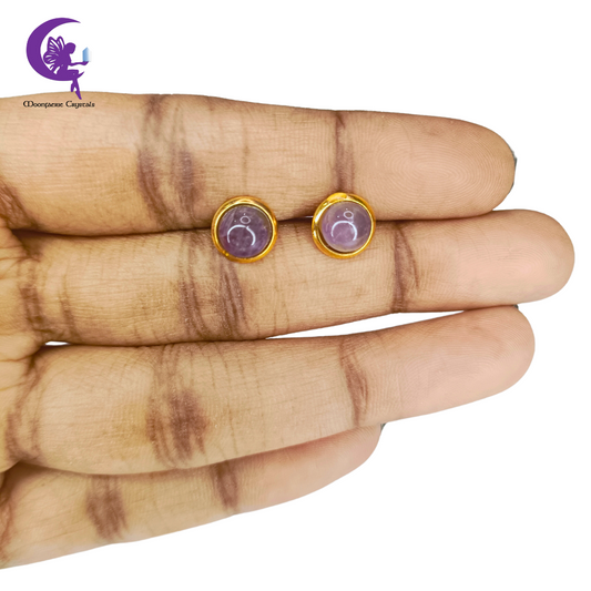 Golden Dawn Half Round Amethyst Stud Earrings