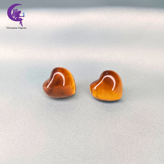 Tiger's Eye Heart of Prosperity Stud Earrings