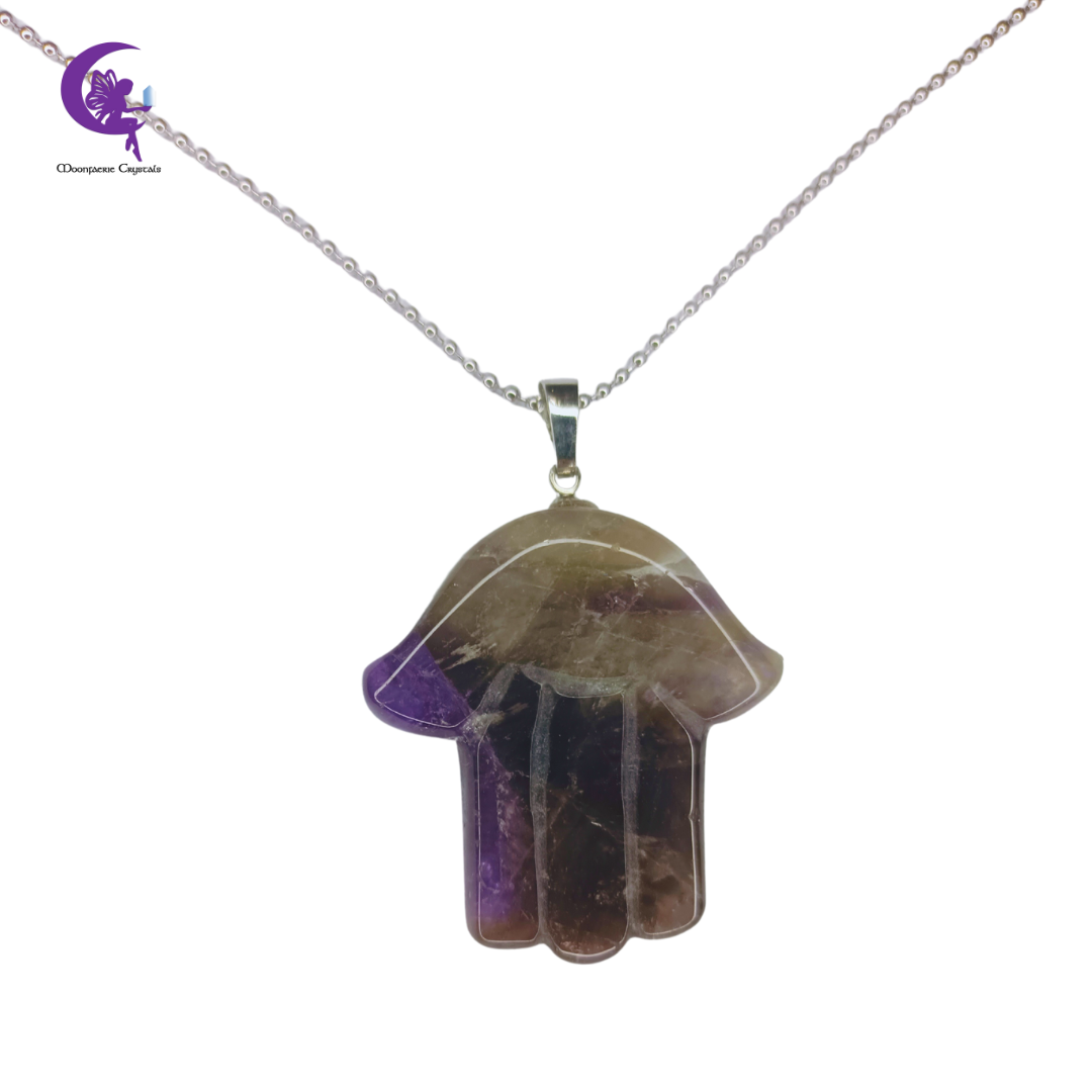 Amethyst Hamsa Gemstone Necklace