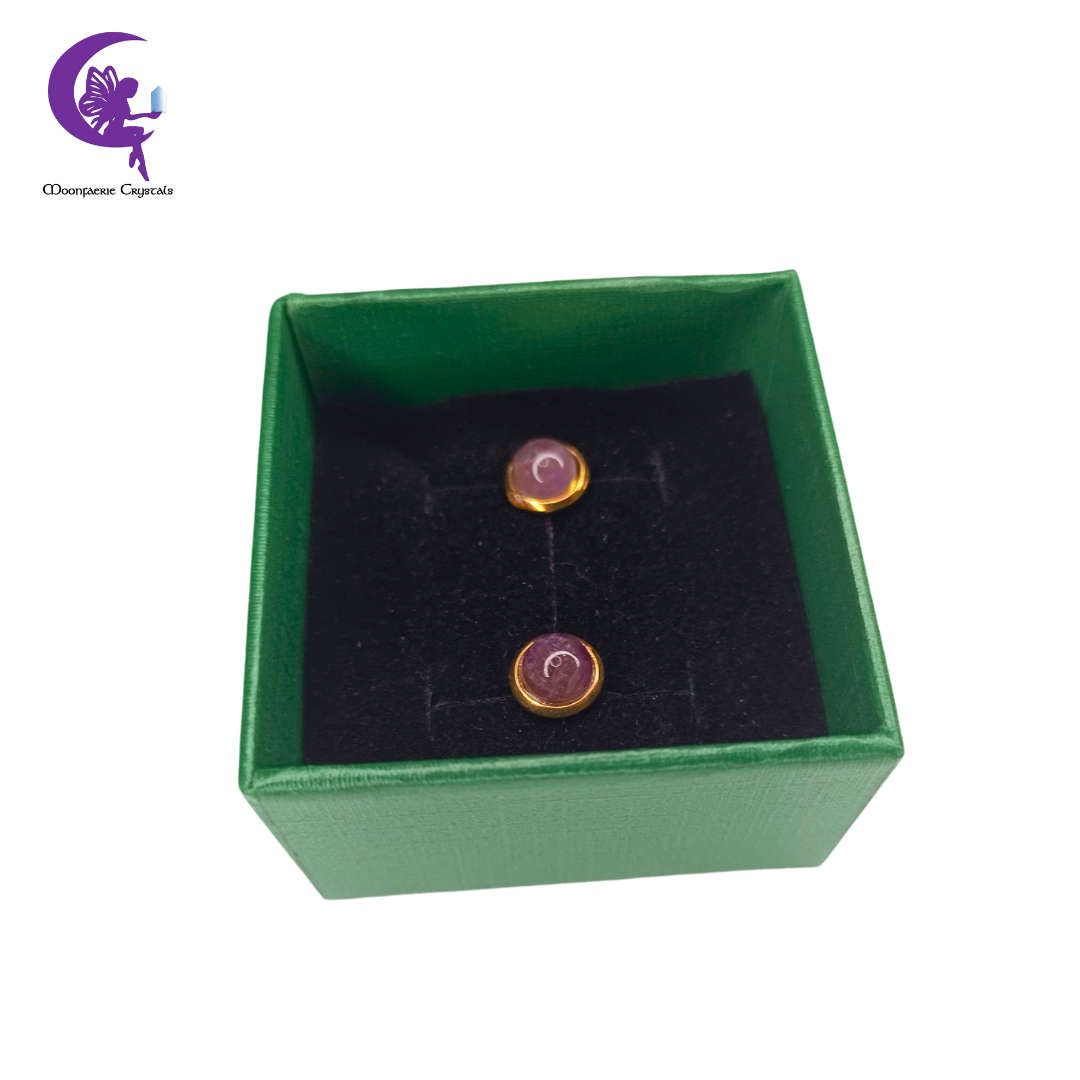 Golden Dawn Half Round Amethyst Stud Earrings