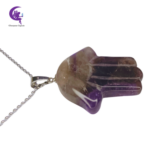 Amethyst Hamsa Gemstone Necklace