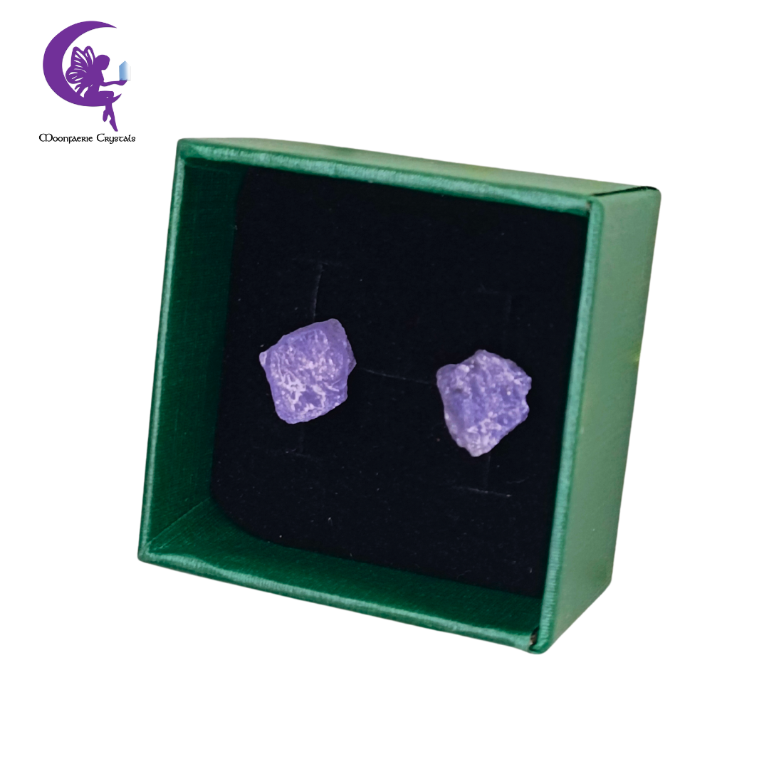 Raw Purple Fluorite Divine Glow Stud Earrings