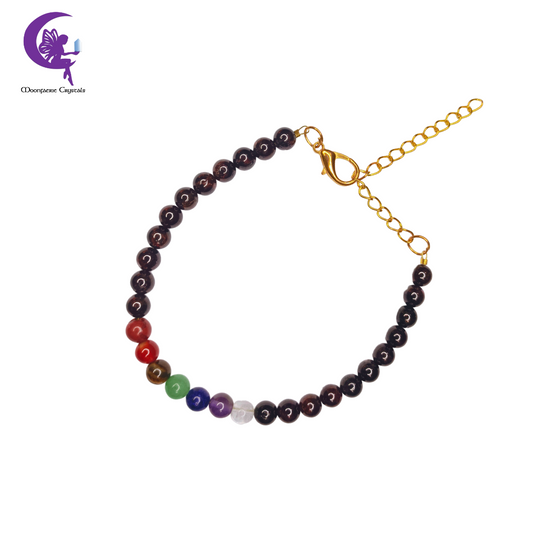 Garnet + 7 Chakra Multi-Healing Anklet