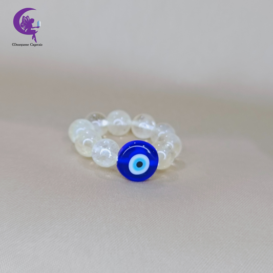 Evil Eye Citrine Beaded Ring – Manifestation, Wealth & Positivity