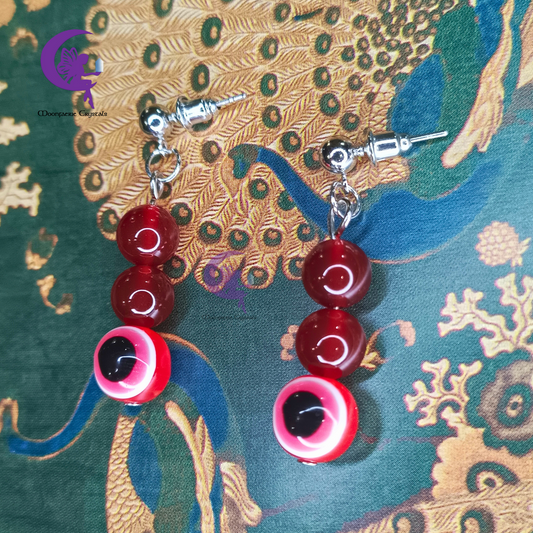 Carnelian + Red Evil Eye Earrings