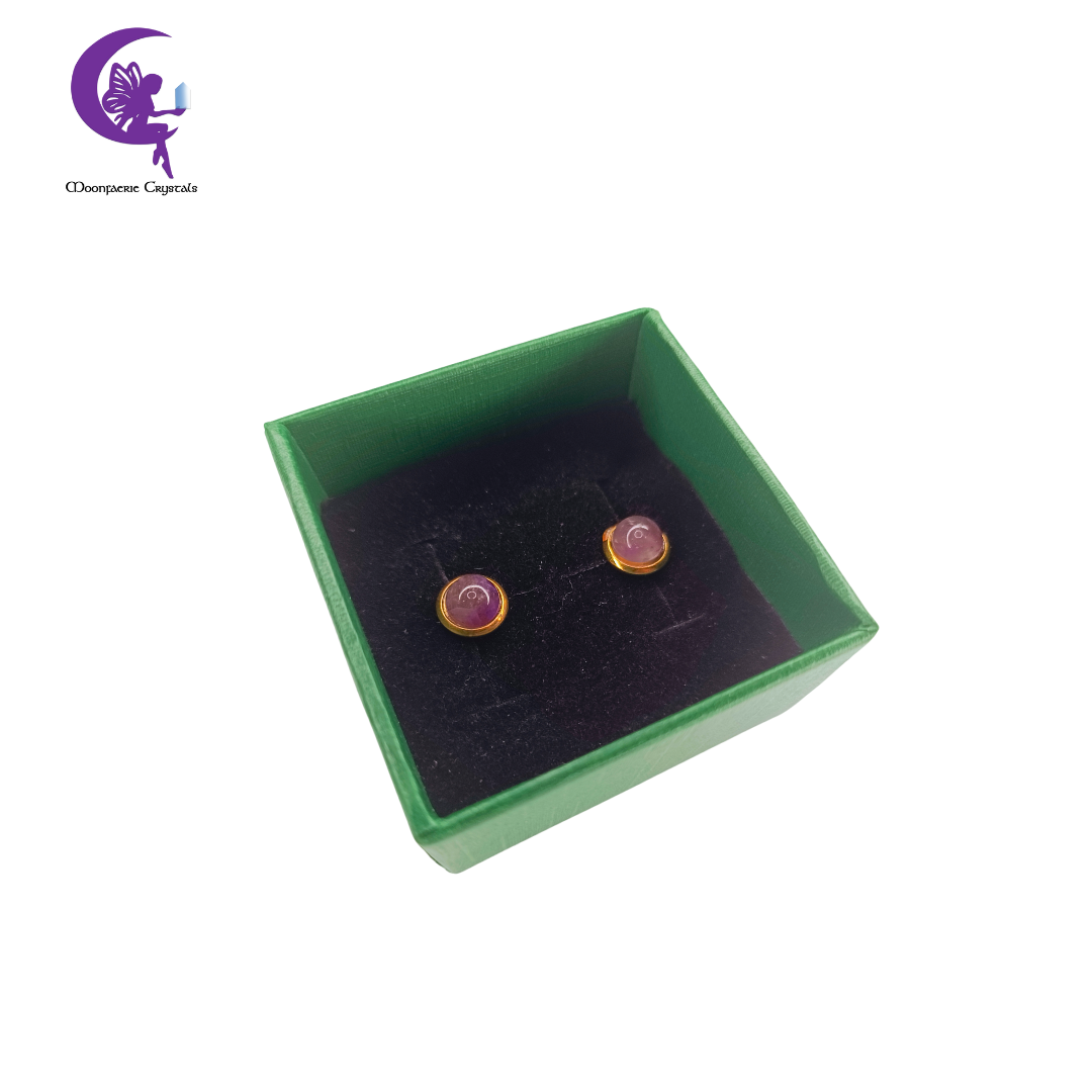 Golden Dawn Half Round Amethyst Stud Earrings