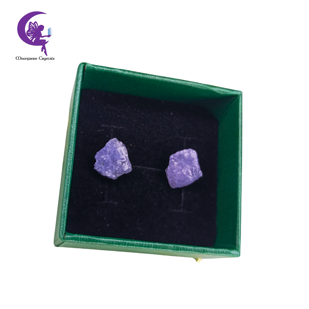 Raw Purple Fluorite Divine Glow Stud Earrings