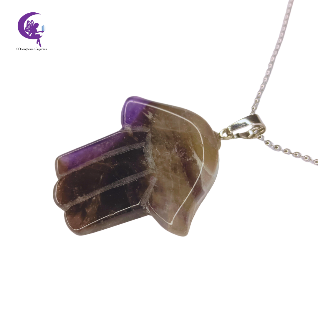 Amethyst Hamsa Gemstone Necklace