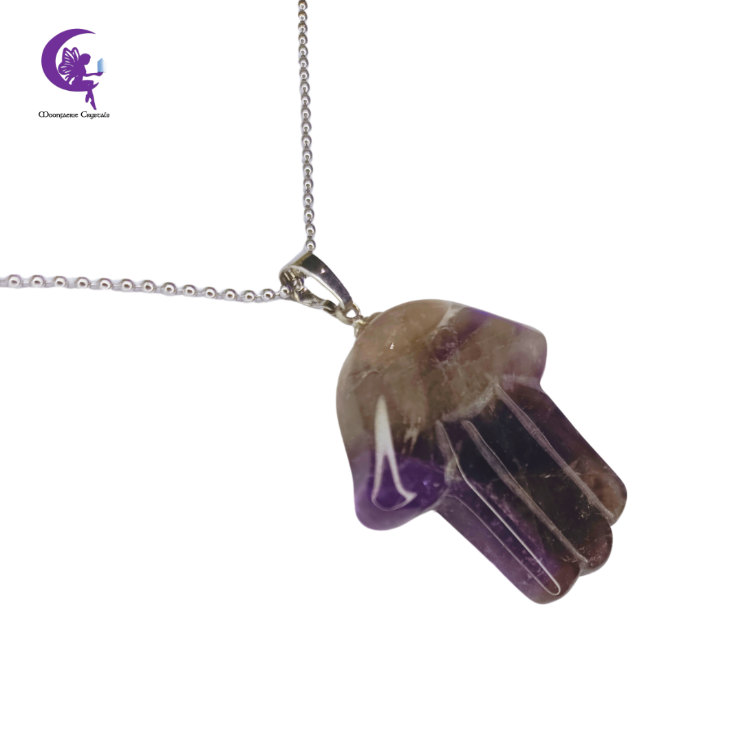 Amethyst Hamsa Gemstone Necklace