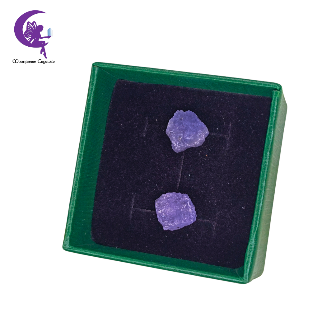 Raw Purple Fluorite Divine Glow Stud Earrings