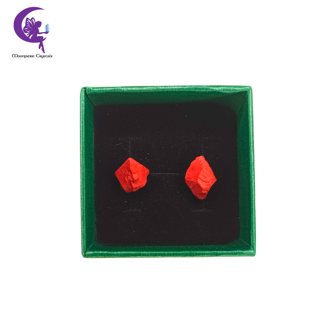 Raw Red Jasper Grounding Energy Stud Earrings