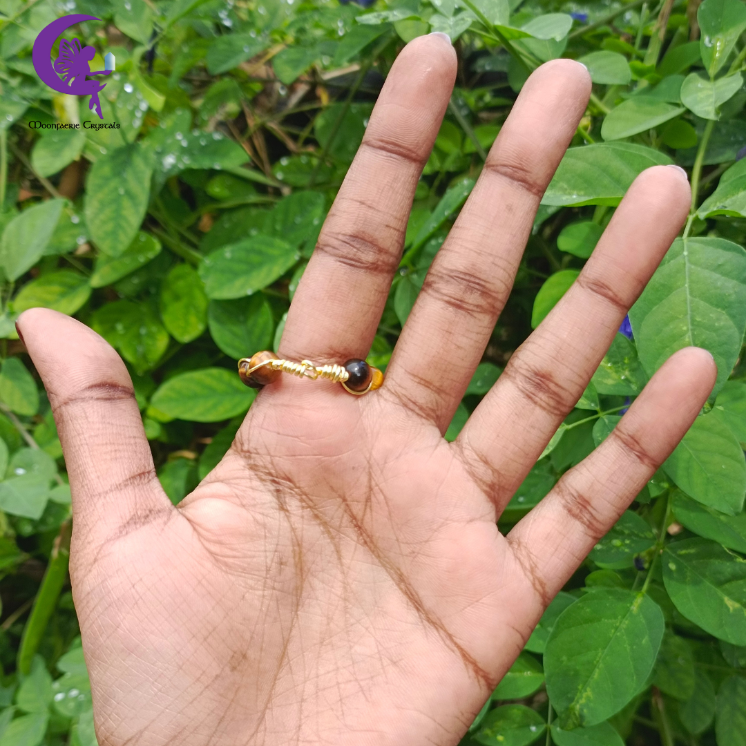 The Success Magnet Heart Ring - Green Aventurine & Tiger's Eye