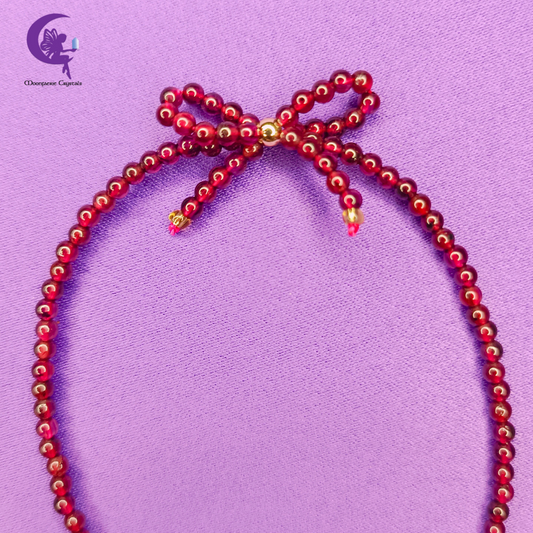 Garnet Bow Bracelet - Strength, Resilience & Vitality