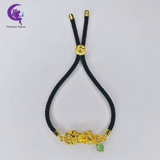 Pi Xiu Green Aventurine Adjustable Bolo Bracelet – Feng Shui Guardian of Prosperity & Peace