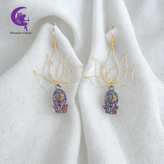 Sacred Ganesha Lotus Earrings