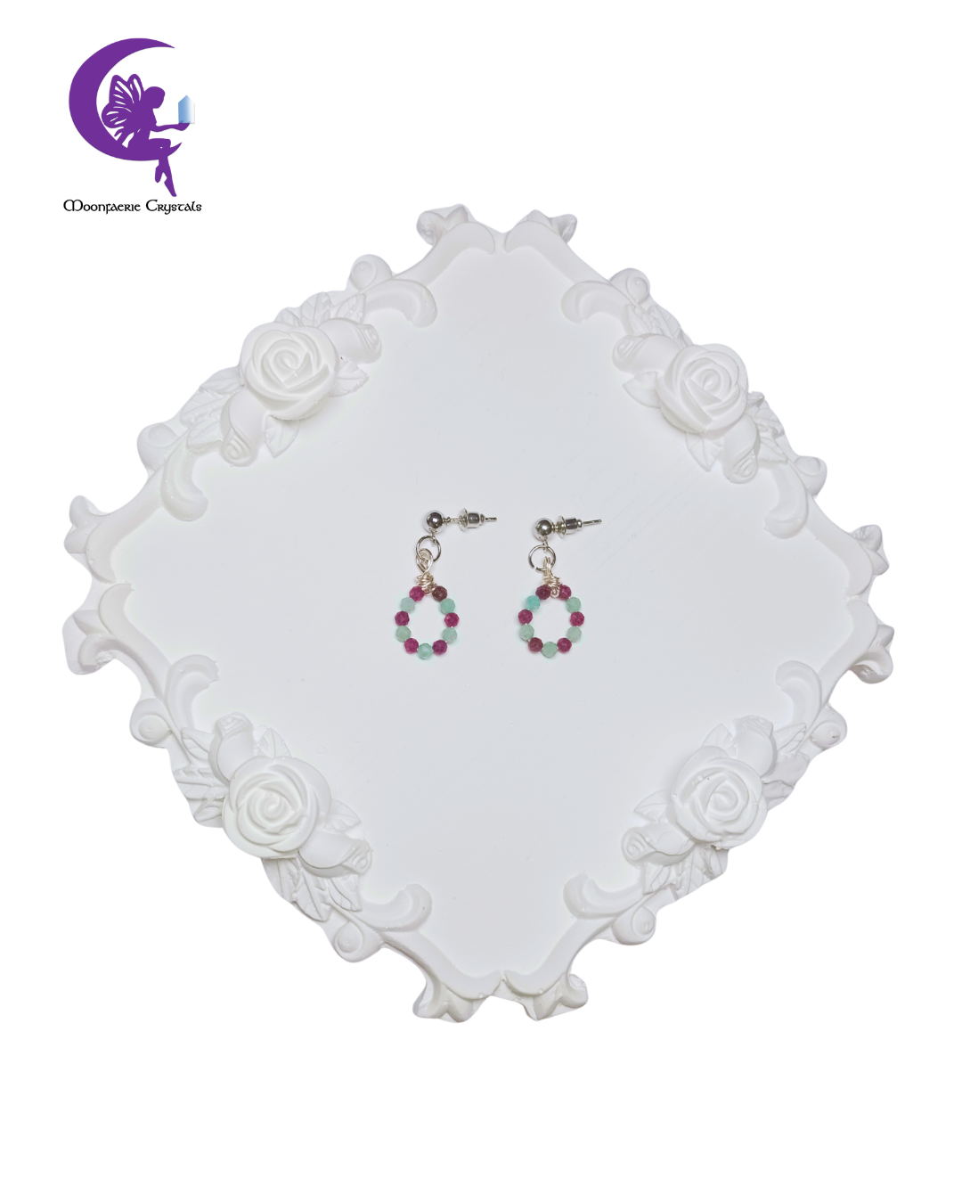 Mermaid’s Heart Earrings – Ruby x Amazonite