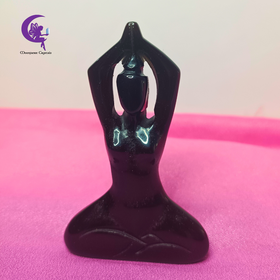 Yoga Pose Sculpture - Black Obsidian