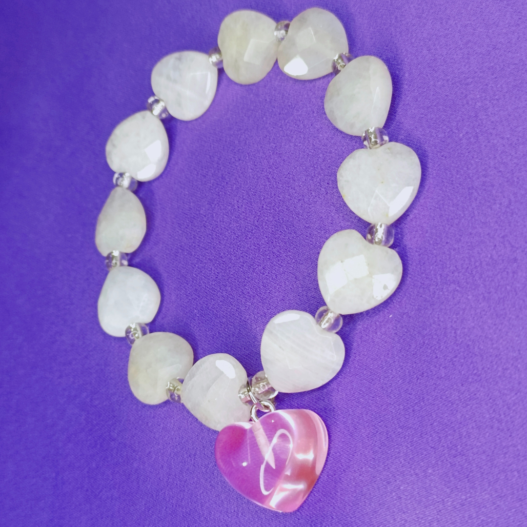 Rainbow Moonstone Faceted Heart Bracelet