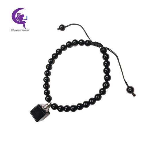 Black Obsidian Refillable Cube Gemstone Bracelet