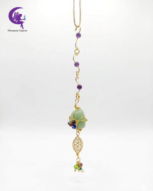 Sacred Garden of Eternal Abundance & Protection Gemstone Ornament - Green Aventurine, Amethyst, Brown Agate & Tiger's Eye