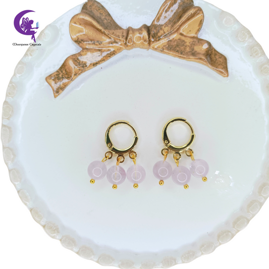 Triple Amethyst Leverback Earrings - 3x Inner Peace, Wisdom & Spiritual Protection